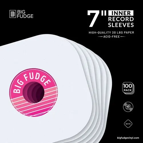 Big Fudge 7-Inch 45Rpm Vinyl Record Round Corner Inner Sleeves 100 Pack White 1