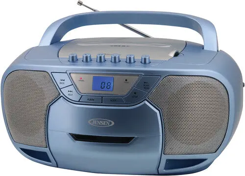 Jensen Cd590bl Bluetooth Boombox Cd Cassette Recorder Am/Fm (Blue) 1