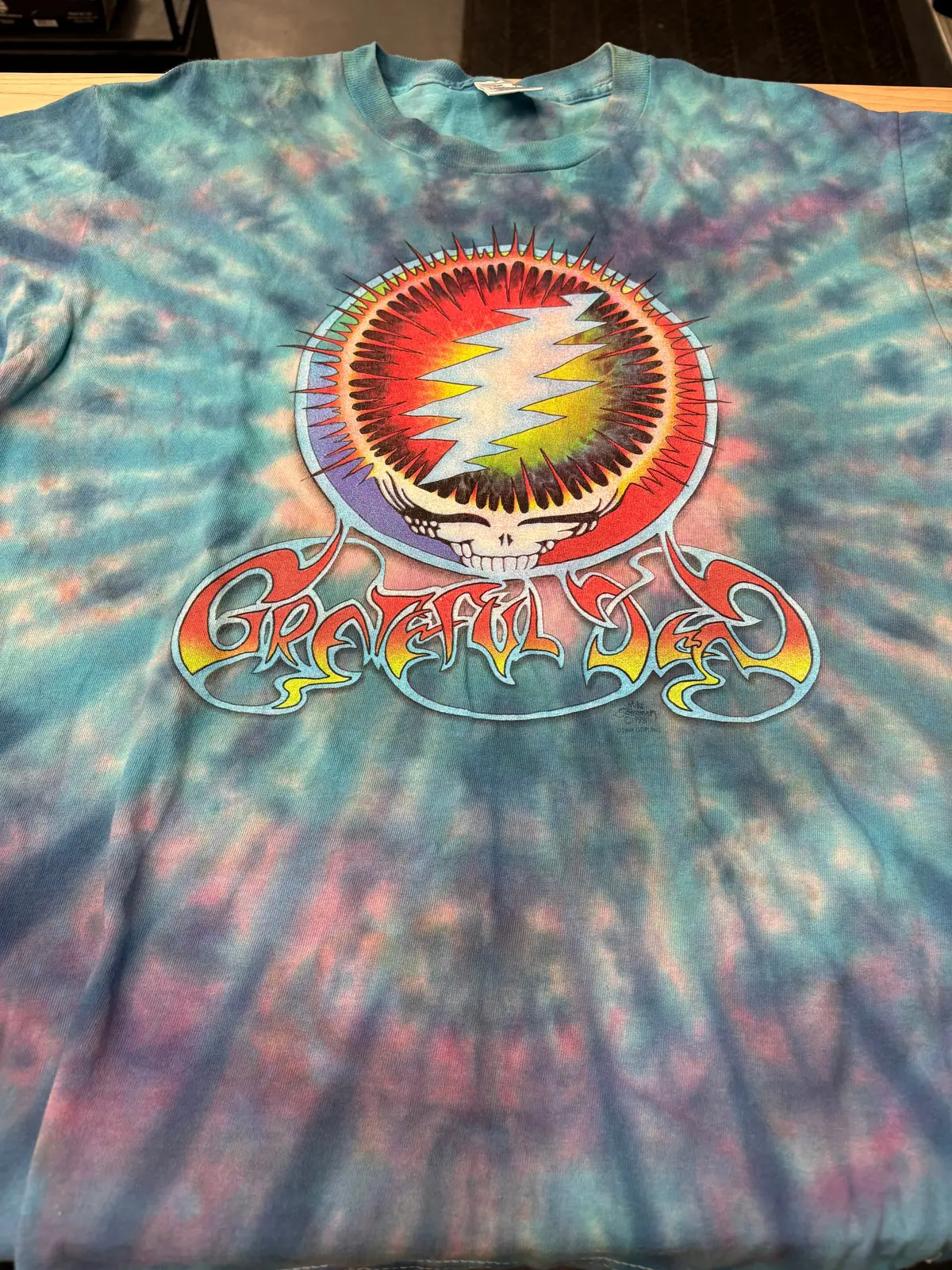 1998 Grateful Dead Let It Shine T-Shirt, Blue Tie-Dye, L 1