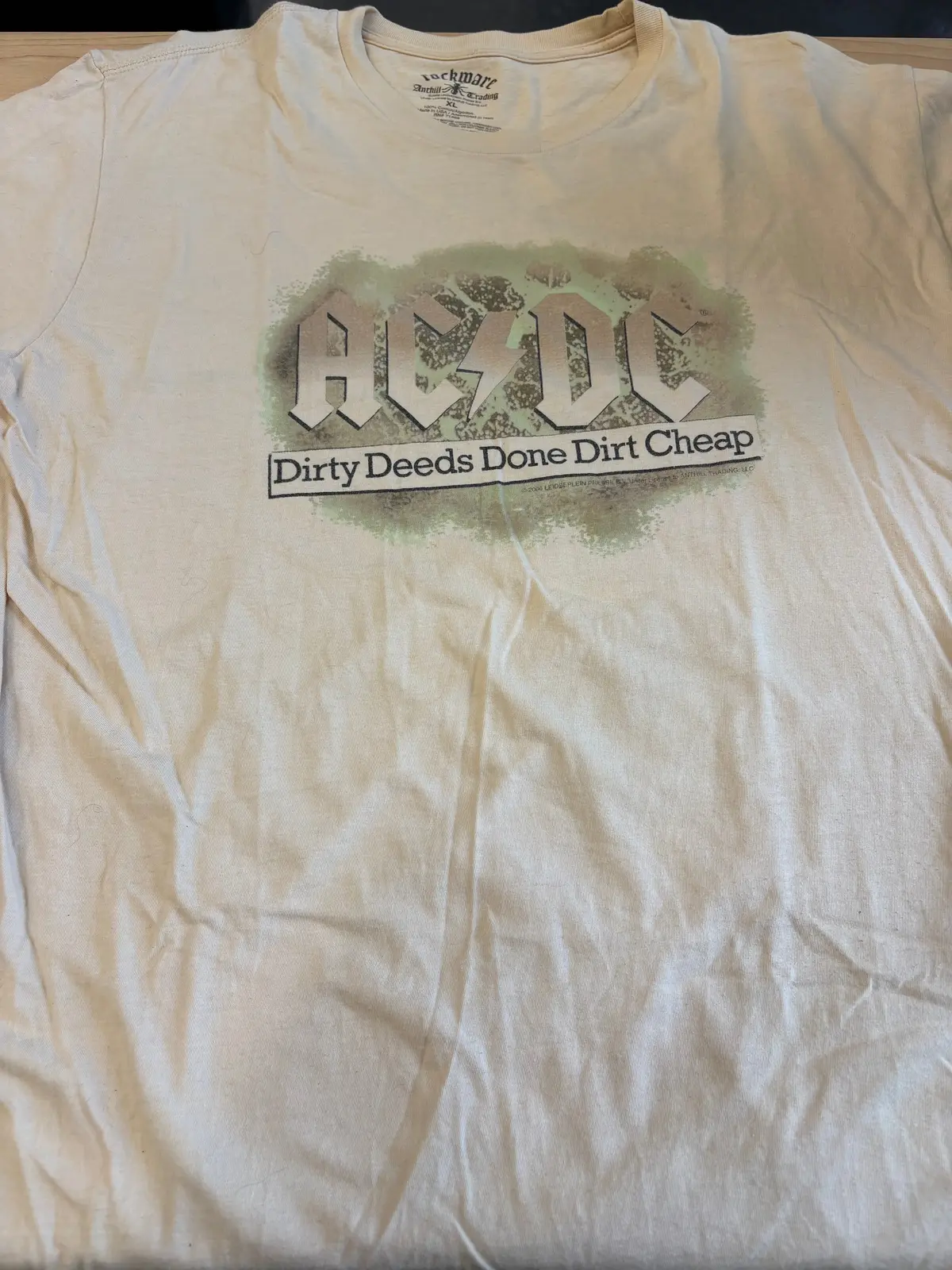 Ac/Dc Dirty Deeds Done Dirt Cheap T-Shirt, Cream, Xl 1