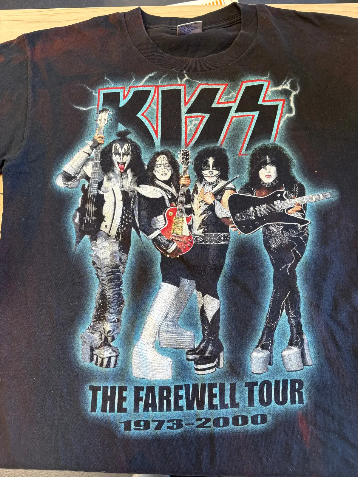 2000 Kiss "Farewell" Tour T-Shirt, Black, L (Shirt Discoloration, See Description) 1
