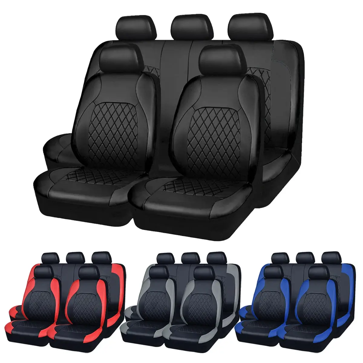 All-Season Quilted Pu Leather Seat Covers (Full Set) 1