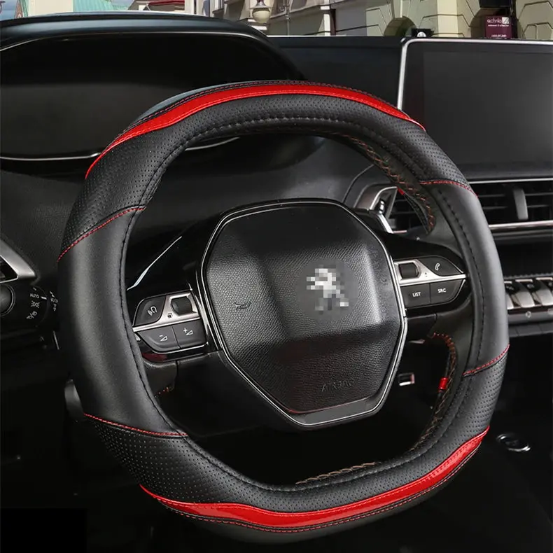 Carbon Fiber + Pu Leather Steering Wheel Cover (Peugeot 3008/4008/5008) 1
