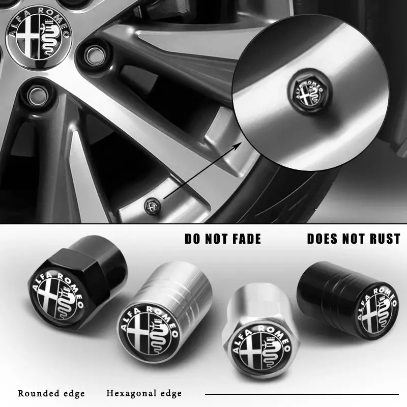 4-Pack Aluminum Valve Stem Caps (Alfa Romeo Oem Style) 1
