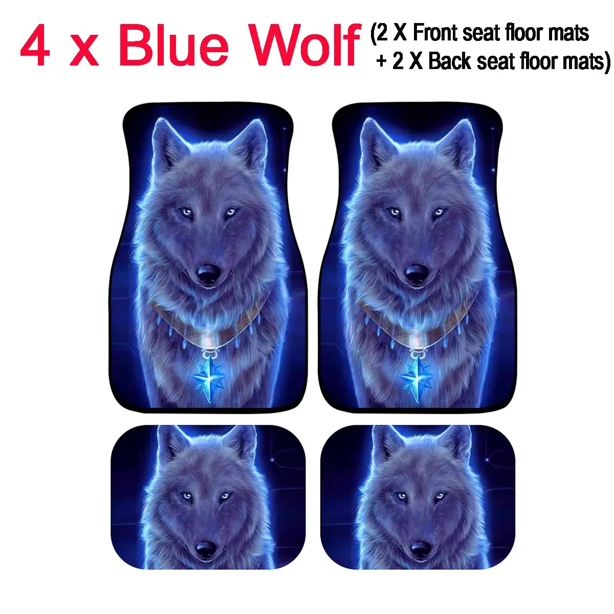 4-Piece Wolf Design Car Floor Mats (Universal Suv/Truck Fit) 1