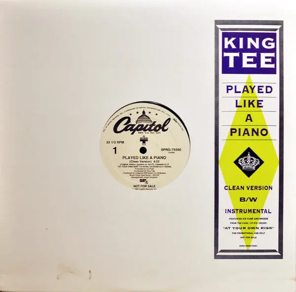 King Tee Featuring Ice Cube And Breeze- Played Like A Piano (12", White Label Promo)(Light Surface Wear, Side 2) 1