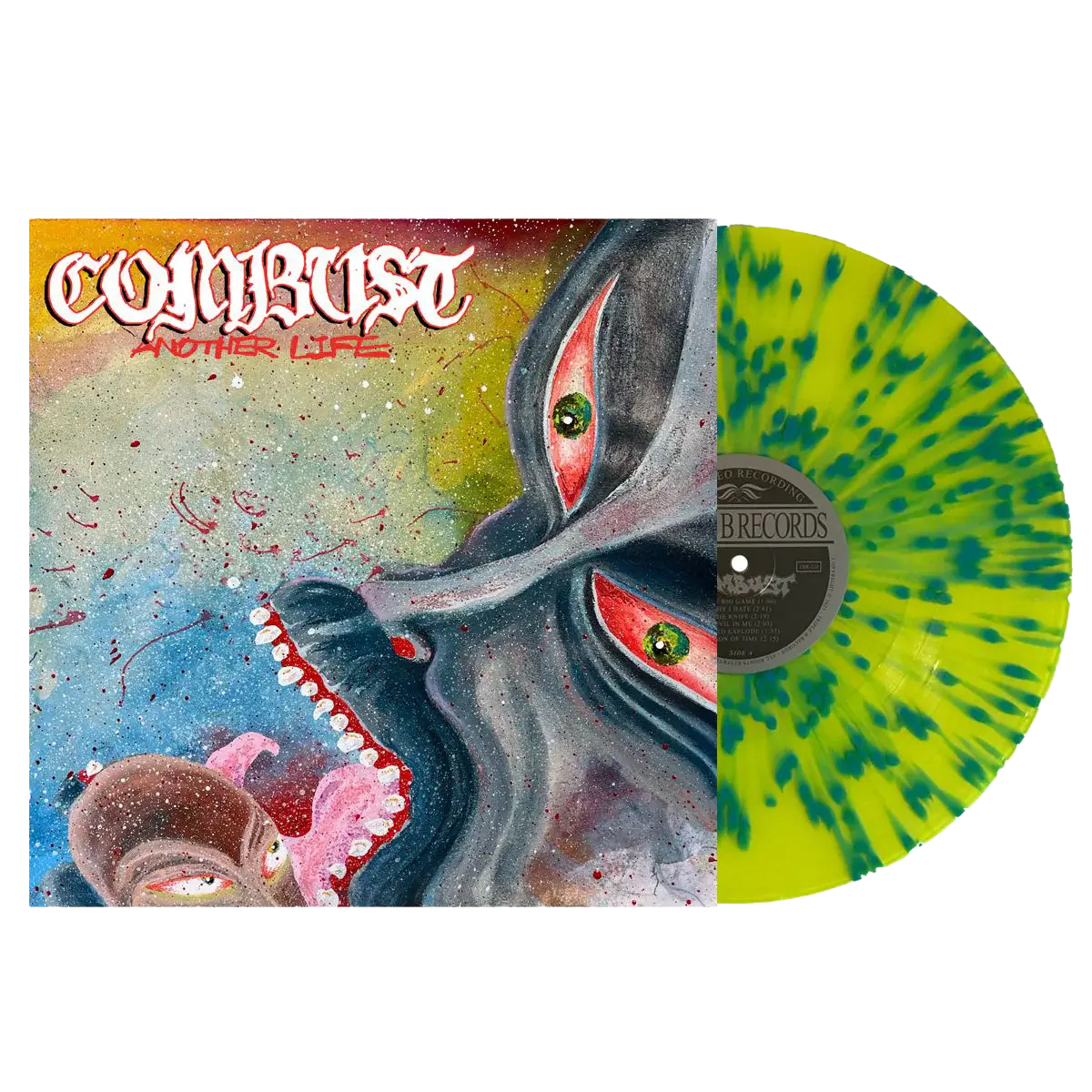 Combust- Another Life (Highlighter Yellow W/Sky Blue Splatter Vinyl) 1
